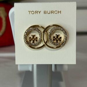 Tory Burch Gold and Silver Logo Earrings
